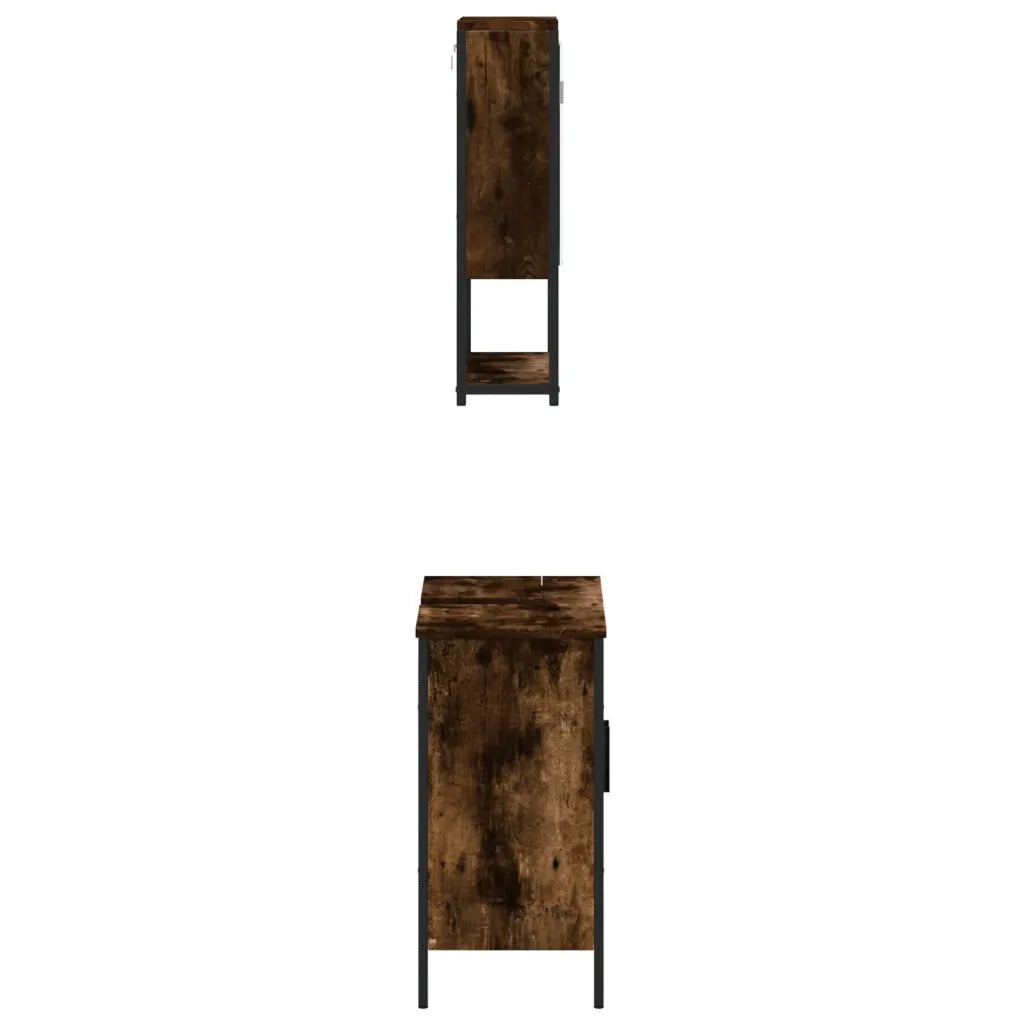 Set Mobili da Bagno 2 pz Rovere Fumo in Legno Multistrato 3214662