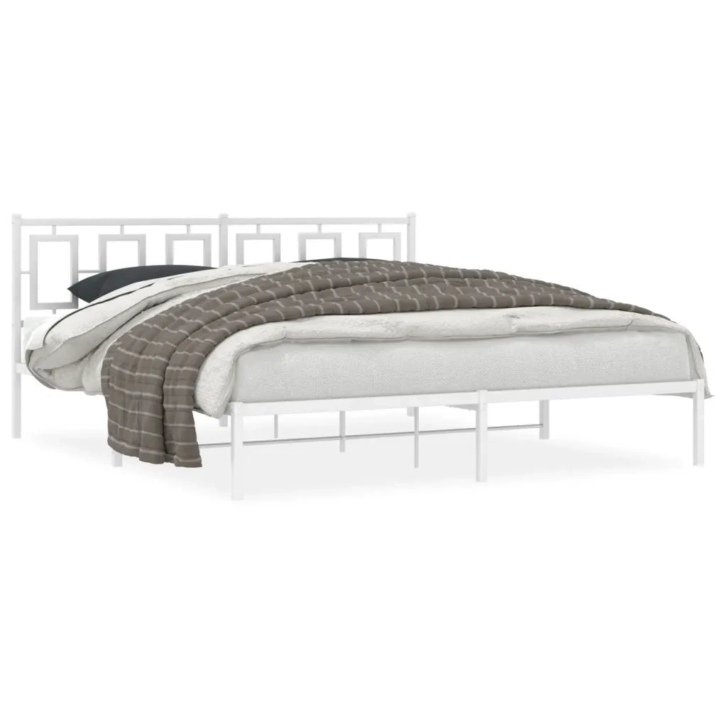 Letto matrimoniale | Letto per adulti | Giroletto con Testiera Metallo Bianco 183x213 cm