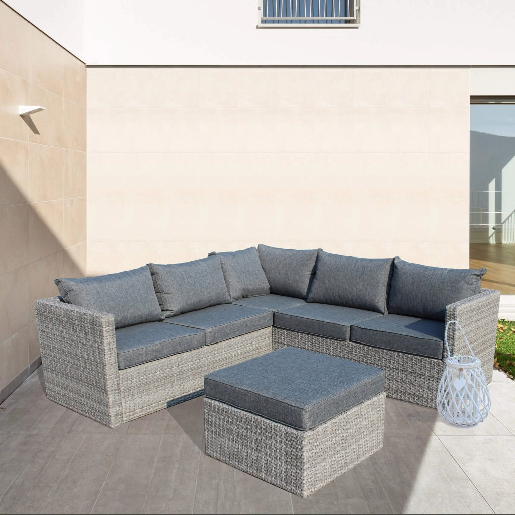 Salotto da Giardino con cuscini 4 posti in Alluminio Wicker - DWIGHT