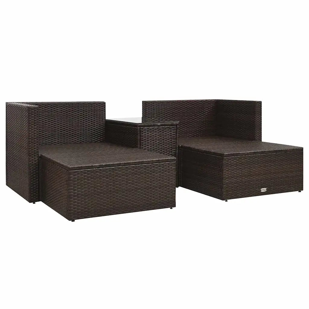 Set Divani da Giardino 5 pz | Set Salotto da Giardino con Cuscini in Polyrattan Marrone