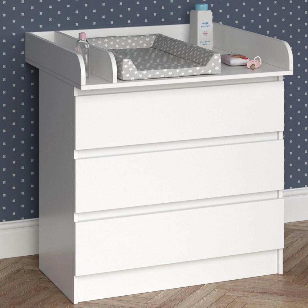 Fasciatoio Emma, Bianco, 80 x 85.4 cm con 3 cassetti