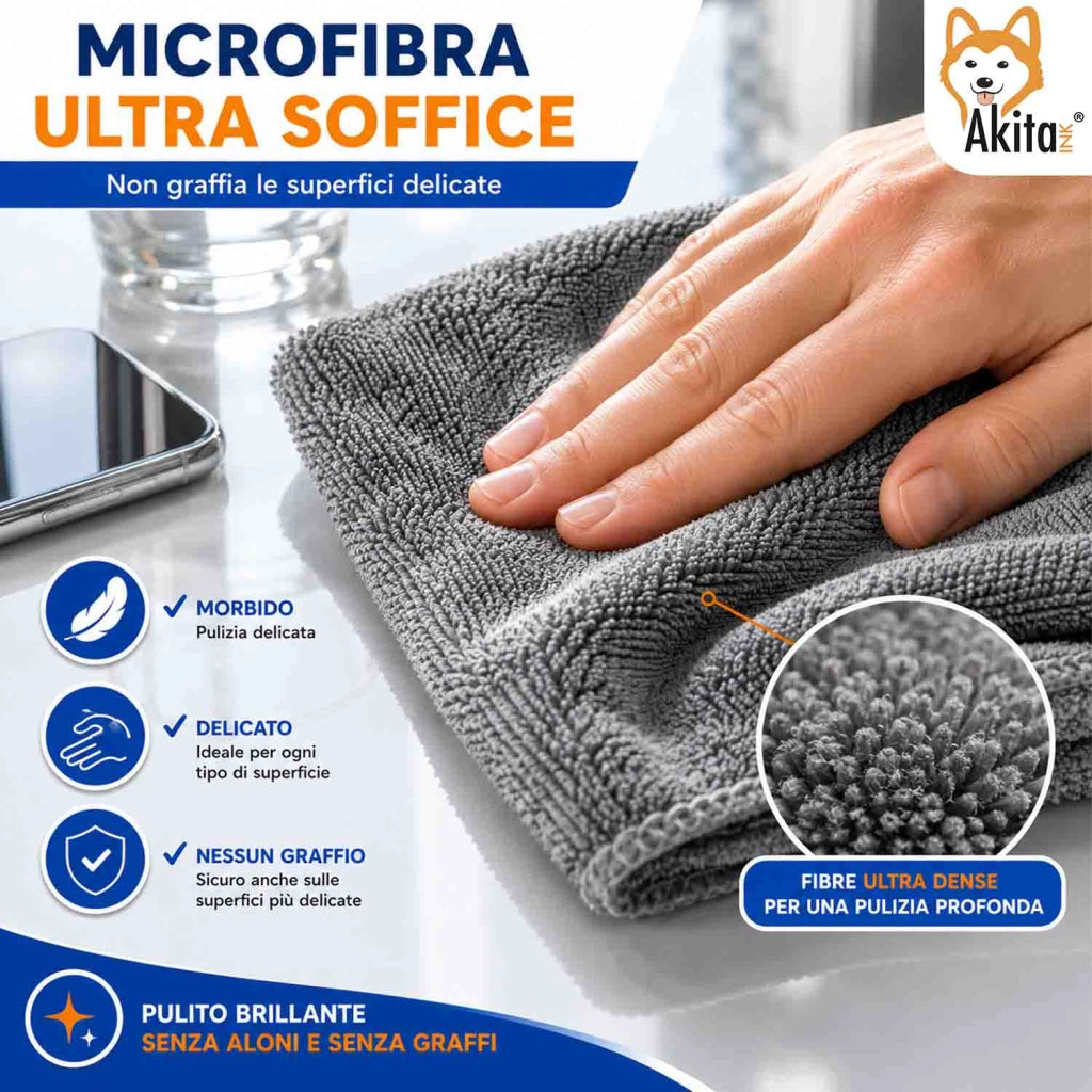 Akitaink Set 50 Panni in Microfibra Multiuso 30x30 cm