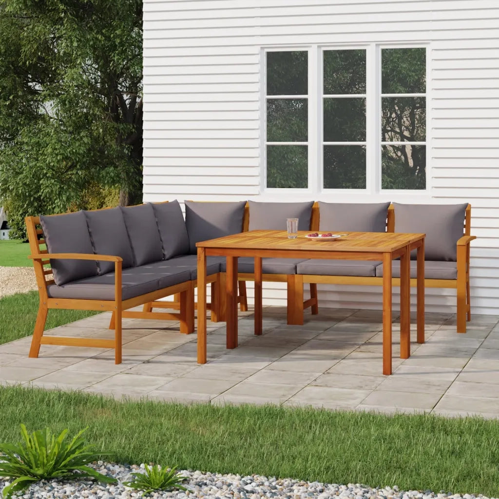 Set da Pranzo Giardino 7pz con Cuscini Legno Massello di Acaciacod mxl 69600