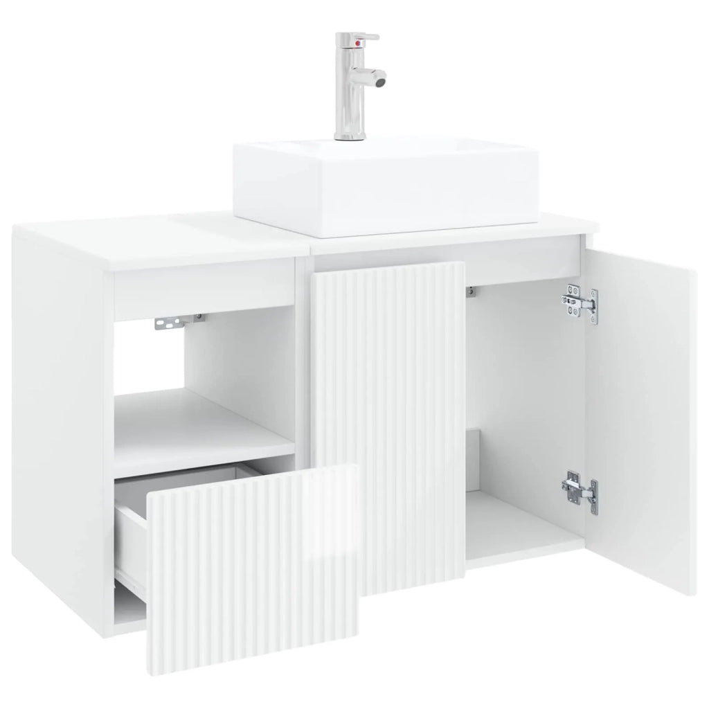 Set di mobili per il bagno 2 pz Bianco Lucido 3404058