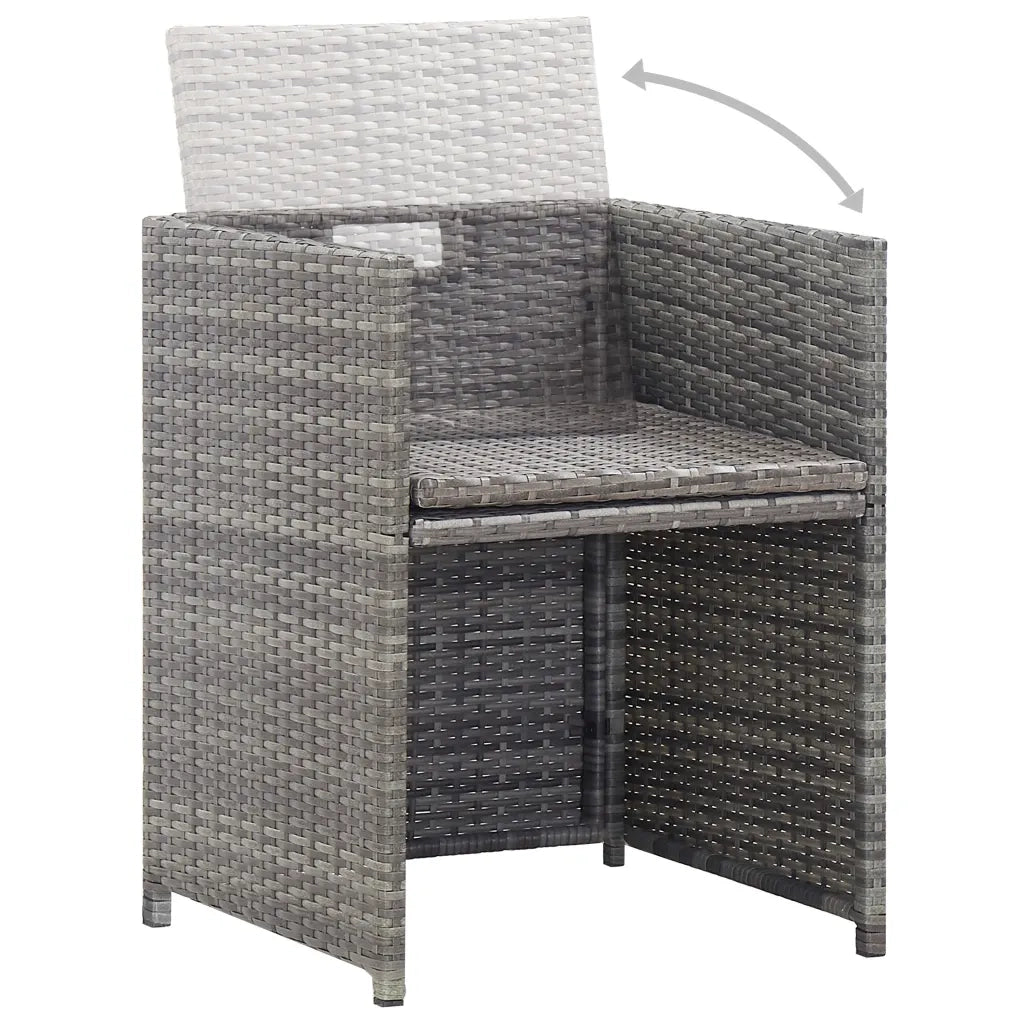 Set da Pranzo da Giardino 11 pz con Cuscini Polyrattan Grigio 46380