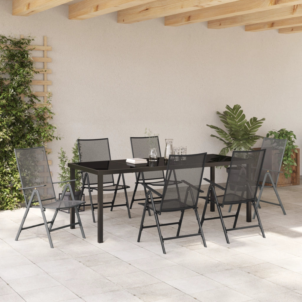 Set da Pranzo in Giardino da 7 Pezzi Acciaio Antracite