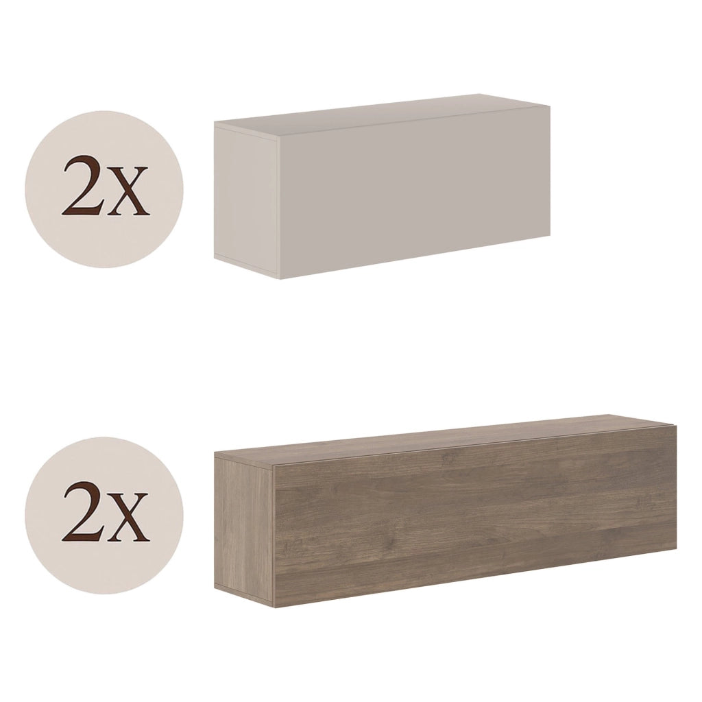 Mobile Soggiorno Suisio, Parete Attrezzata 4 Ripiani, Beige