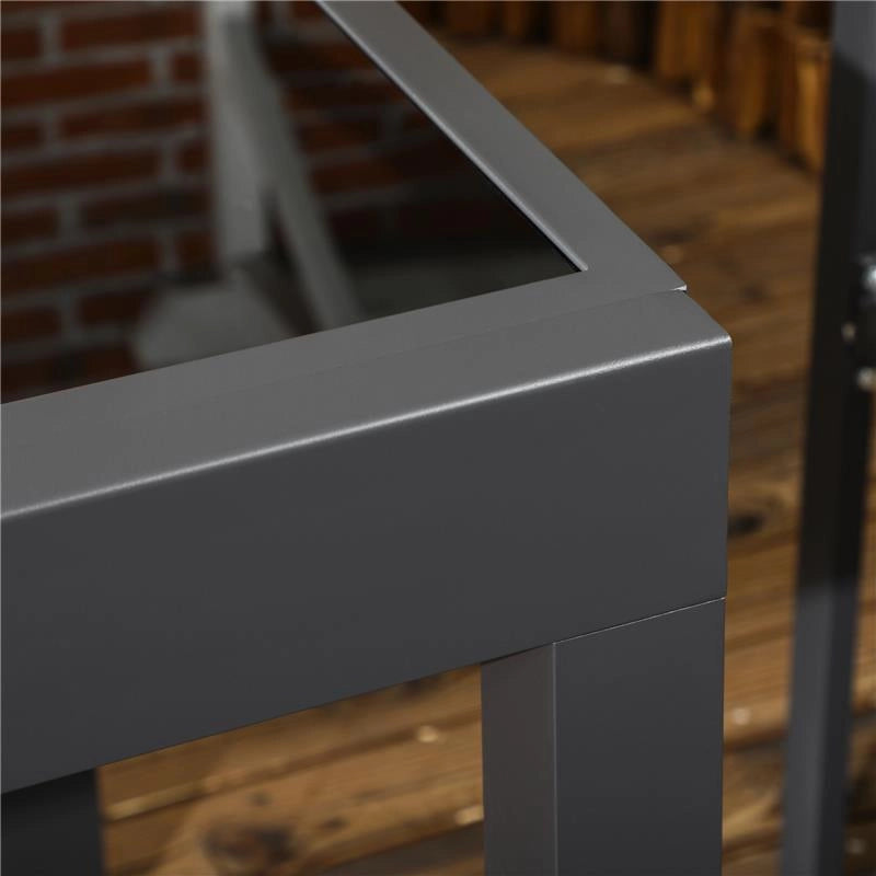 TAVOLO DA PRANZO ALLUNGABILE DA GIARDINO CON PIANO IN VETRO E ALLUMINIO 80-160X80X75 CM NERO