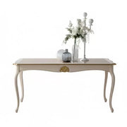 Tavolo rettangolare allungabile legno shabby decori oro 180x100x78 - Mobili 2G