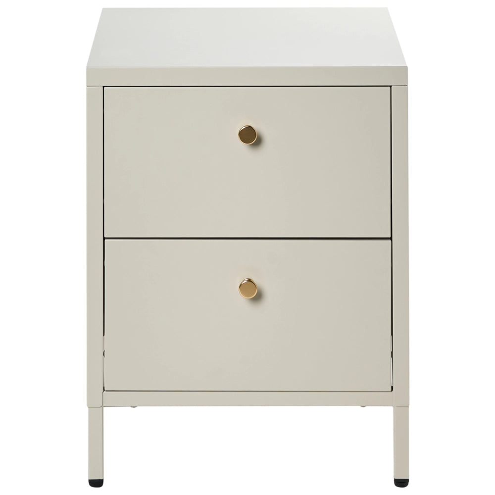 Comodino industriale moderno in acciaio 2 cassetti beige Design Industriale 2 Cassetti Camera da Letto Mobili Contenitori