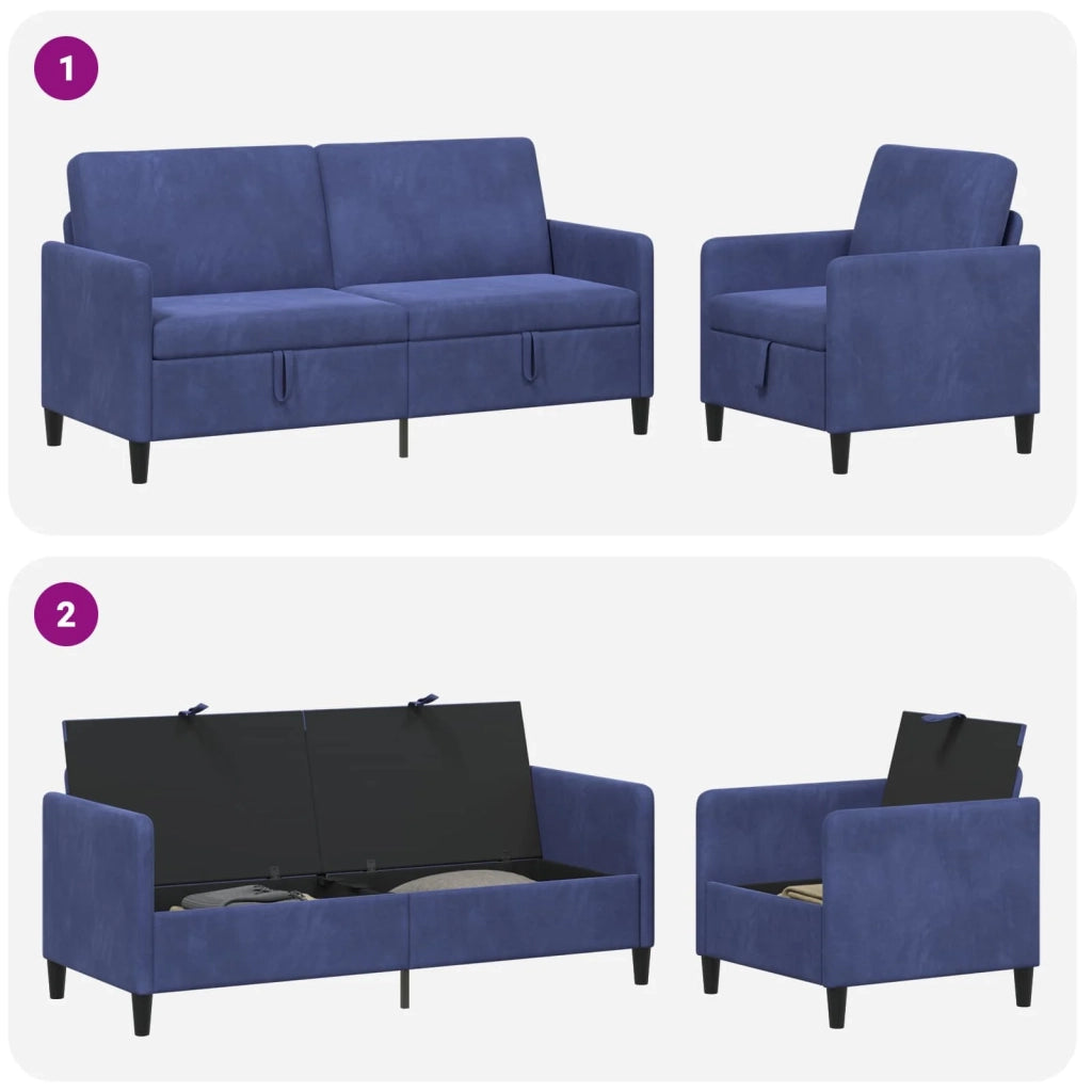 Set di Divani con Storage 2 pz Blu Polizia Poliestere 3429230