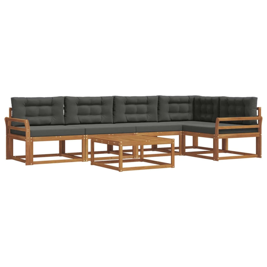 Set di divani da esterno con cuscino 6 pcs Naturale e Antracite