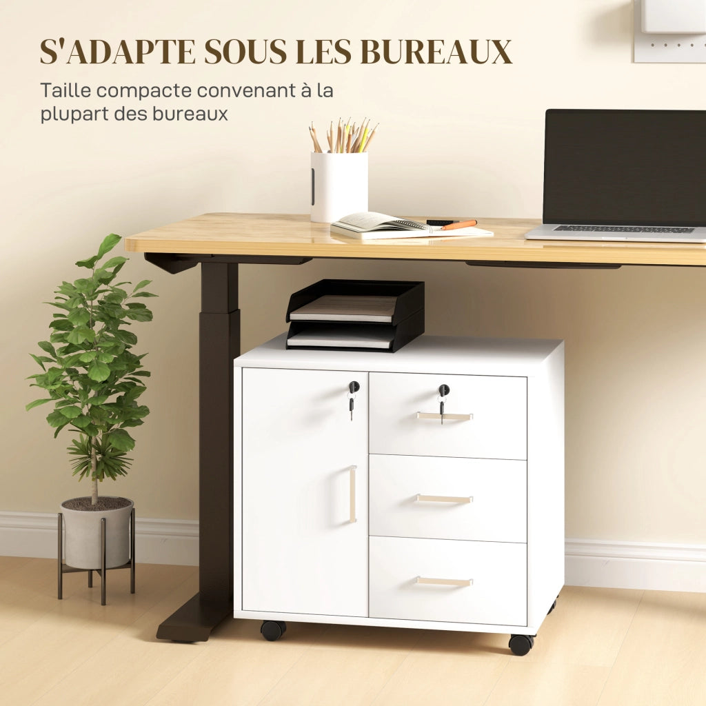 Scrivania con cassetti e ripiano regolabile ¨C zephmum ¨C bianco 40x60x56 cm