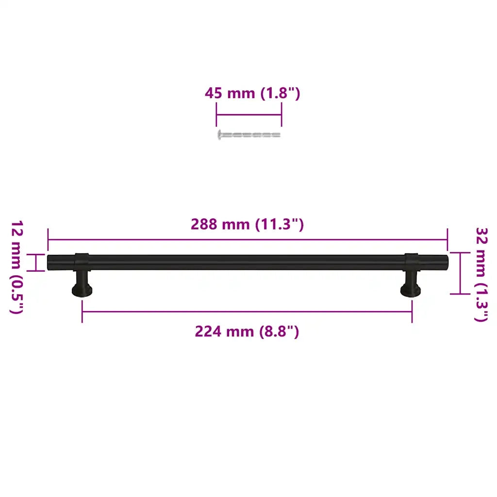 Maniglie per Mobili 5pz Nere 224mm in Acciaio Inox 155425