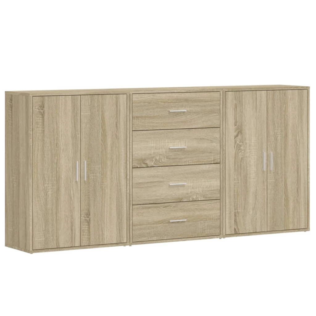 Buffet credenza cassettiera armadio mobile contenitore organizer per cucina soggiorno salotti 3 pezzi rovere Sonoma 60 x 31 x 84 cm legno ingegnerizzato marrone 02_0037096