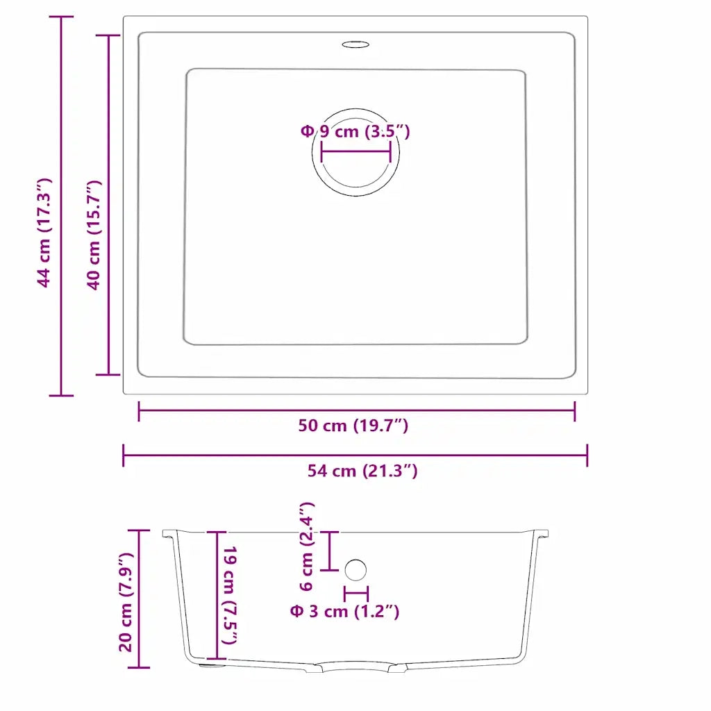 Lavello da cucina Bianco 54 x 44 x 20 cm Granito CFW8183611