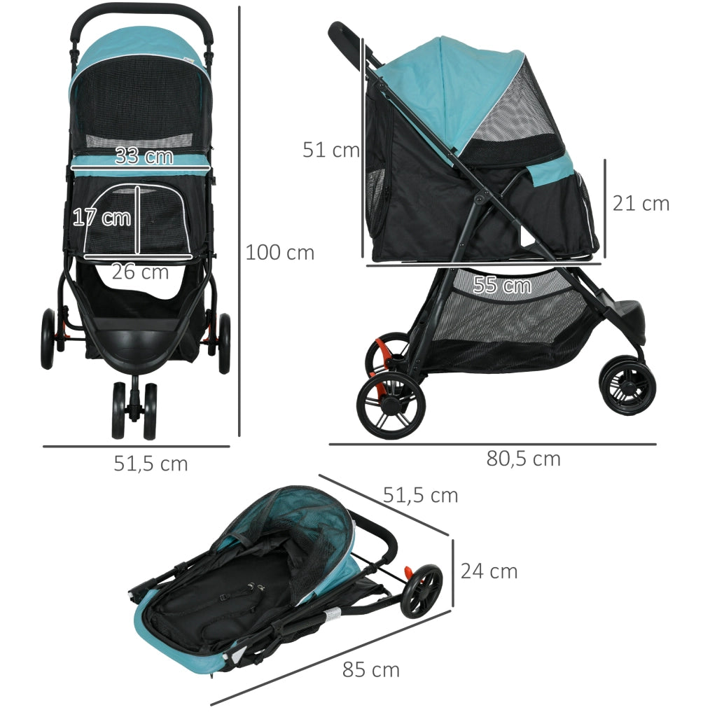 Carrello per animali domestici pieghevole ¨C Zephmum ¨C Blu e Nero con ombrellone