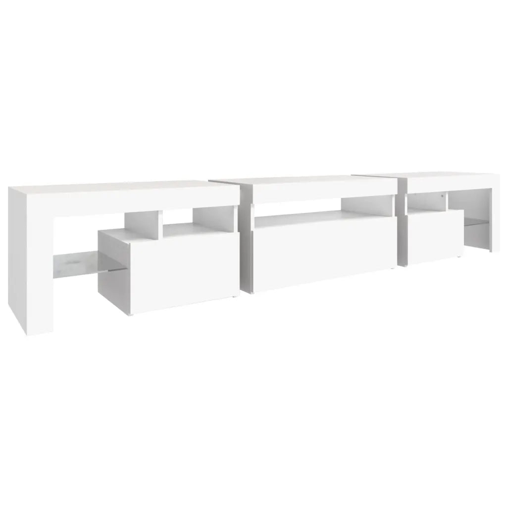Mobile Porta TV con Luci LED-Credenza TV Bianco 215x36,5x40 cm