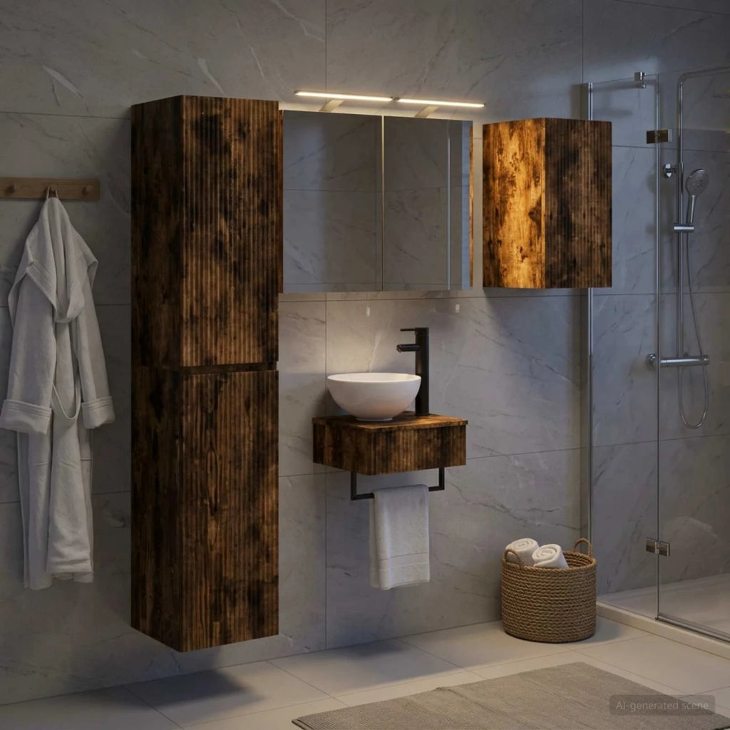 Set di mobili per il bagno 5 pcs Rovere Fumo 3407243