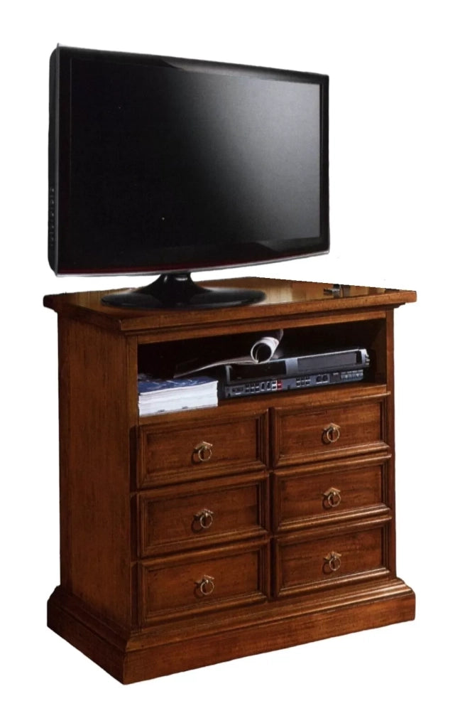 Porta tv classico 6 cassetti 1 vano tinta noce 83x47x84 (715) - Mobili 2G