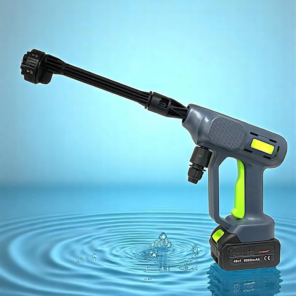 Idropulitrice Portatile a Batteria 48V 6000mAh Brushless Alta Pressione con Pistola, Lancia, Ugelli, Tubo e Accessori per Auto, Giardino, Terrazze, Piscine e Mobili Esterni