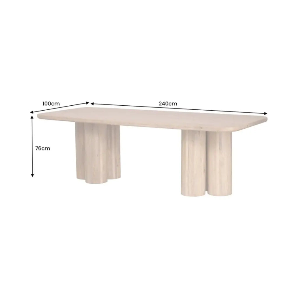 Tavolo da pranzo ORINO 240 cm in legno massello di mango - Tavolo rettangolare design con gambe cilindriche
