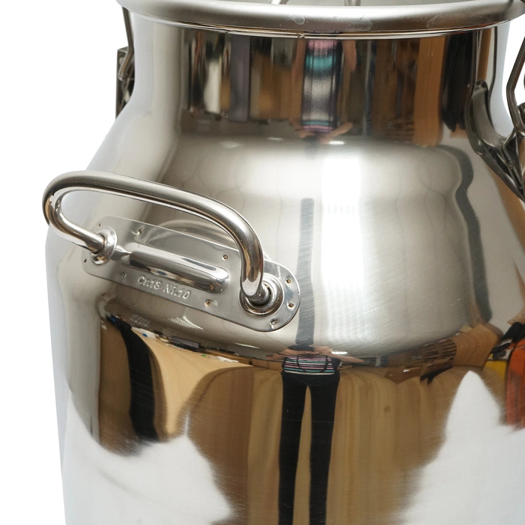 Brocca per latte in acciaio inox con coperchio da 40 litri con rubinetto per mungitrice per mucche Breckner Germany