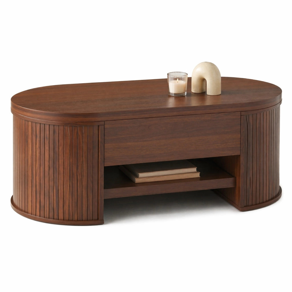 Tavolino da caffè sollevabile 110x55;5x40 cm in MDF colore noce