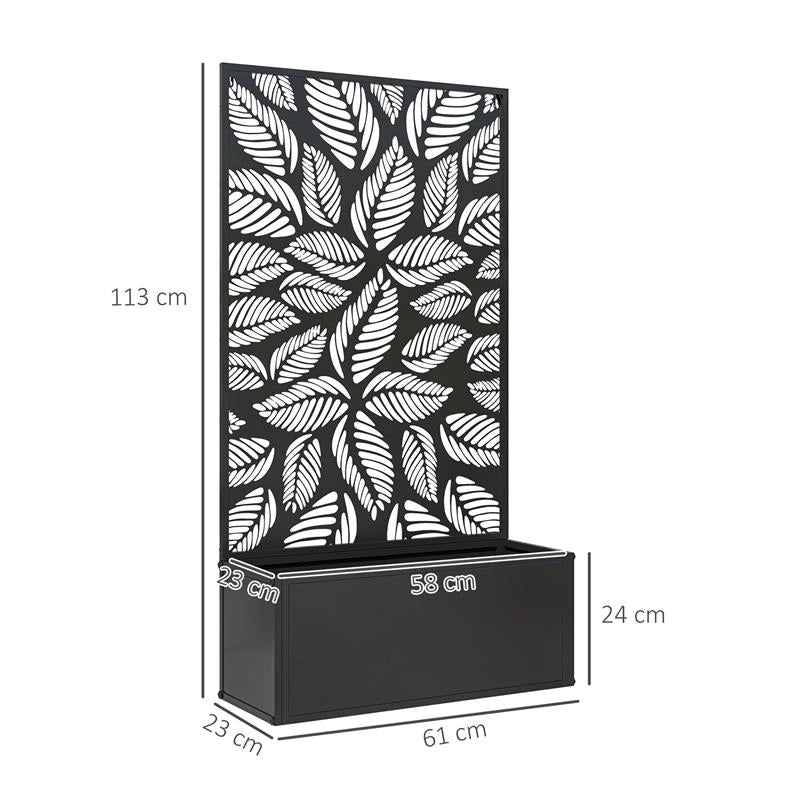 FIORIERA RIALZATA CON TRALICCIO DECORATIVO PER RAMPICANTI DA TERRA E PARETE 61X23X113 CM NERO