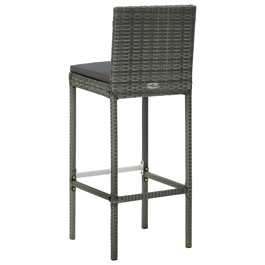 Sgabelli da Bar con Cuscini 4 pz Grigi in Polyrattan cod mxl 75897