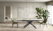 Tavolo Allungabile Cross 160-240x90 cm, Top in Ceramica Marmo Calacatta Borghini Opaco, Struttura in Metallo Antracite - Design Moderno