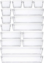 Organizzatori per ante cucina in plastica trasparente, 16 pezzi, organizzatore per scrivania per trucco, utensili da cucina e accessori