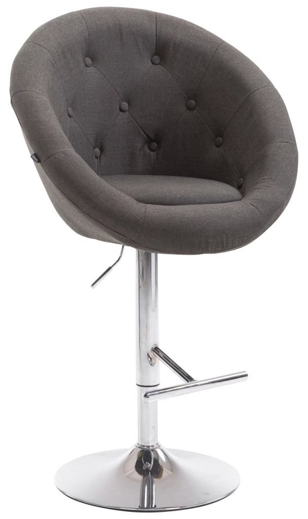 Sgabello da bar London V2 in tessuto grigio scuro,cromo