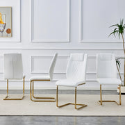Sedie da Pranzo in Ecopelle Bianca con Gambe in Metallo Dorato ¨C MINIMAL ¨C Set 4 Pezzi
