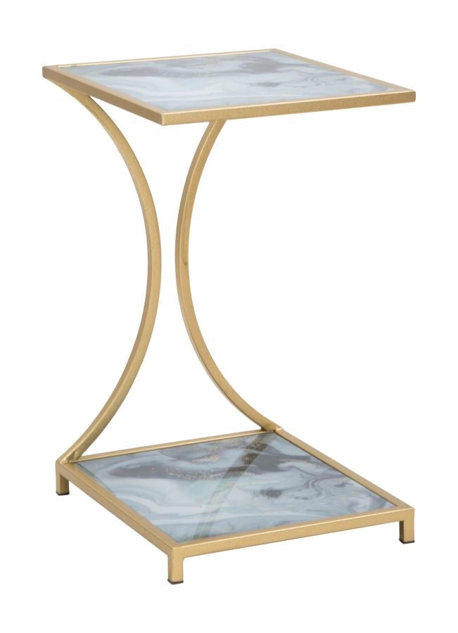 Tavolinetto Glam Level 40x35x60 cm in Ferro MDF e Vetro Oro e Multicolor