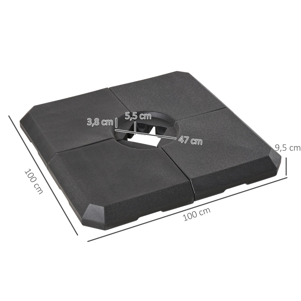 Peso per ombrellone 4 pezzi ¨C zephmum ¨C HDPE, nero, 100x100x9,5 cm