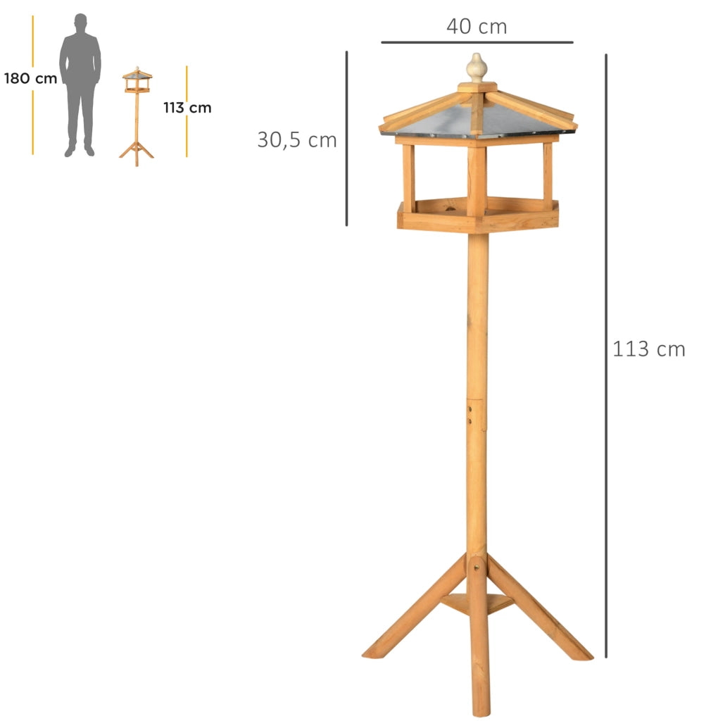 Mangiatoia per uccelli in legno con supporto