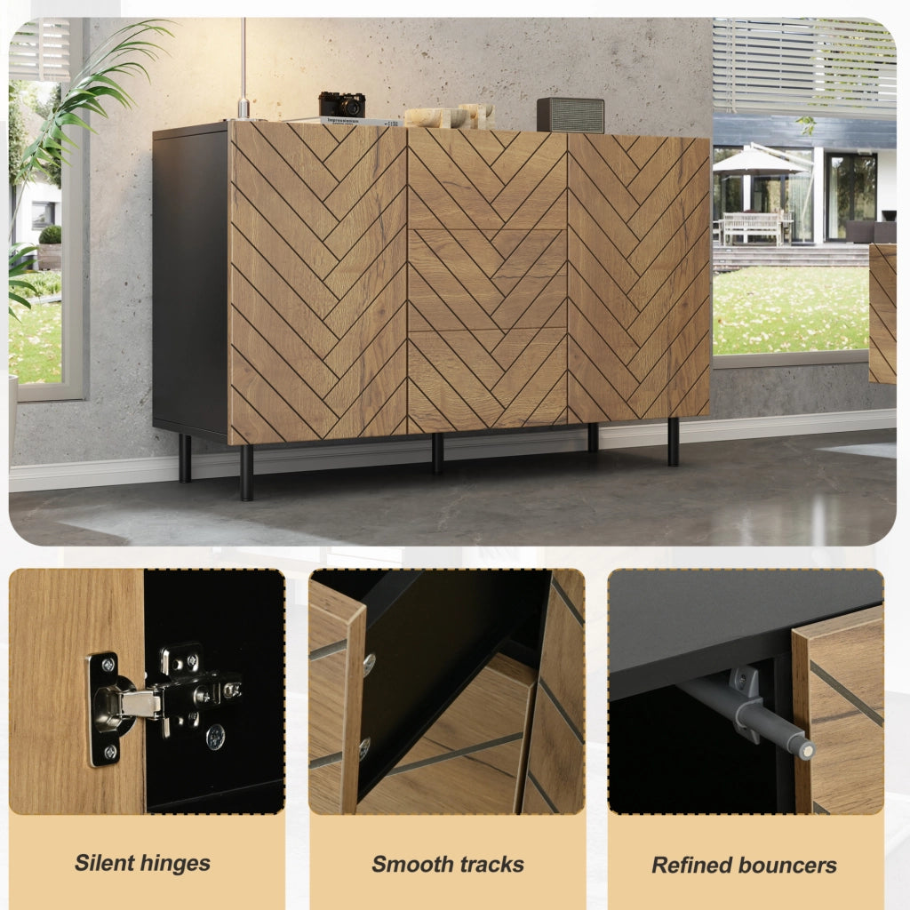 Credenza moderna 120 x 40 x 76 cm con 3 cassetti e 2 ante