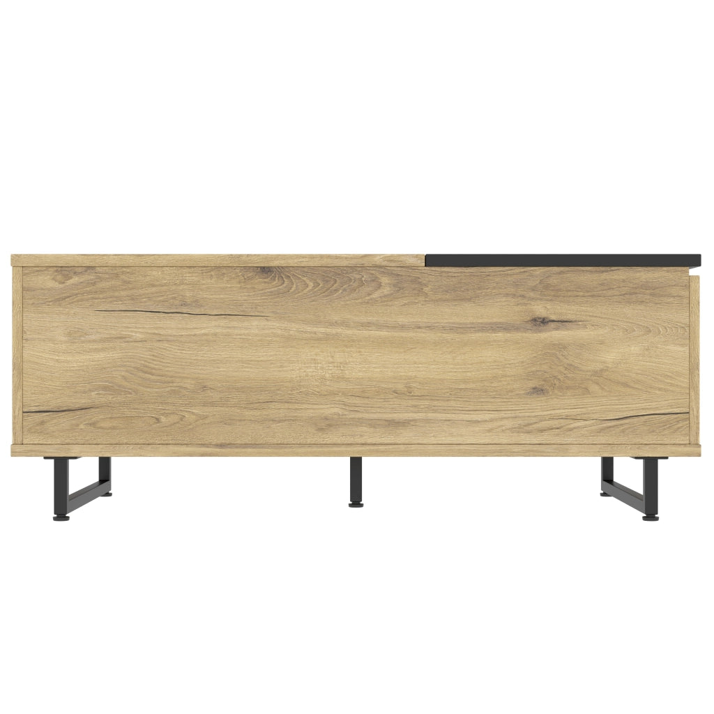 TAVOLINO ALZA PIANO 103,5x50x27,5 cm NATURALE METALLO CON LED