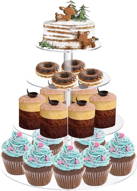 Tavolo per torte in acrilato 4 livelli per matrimoni e feste di compleanno