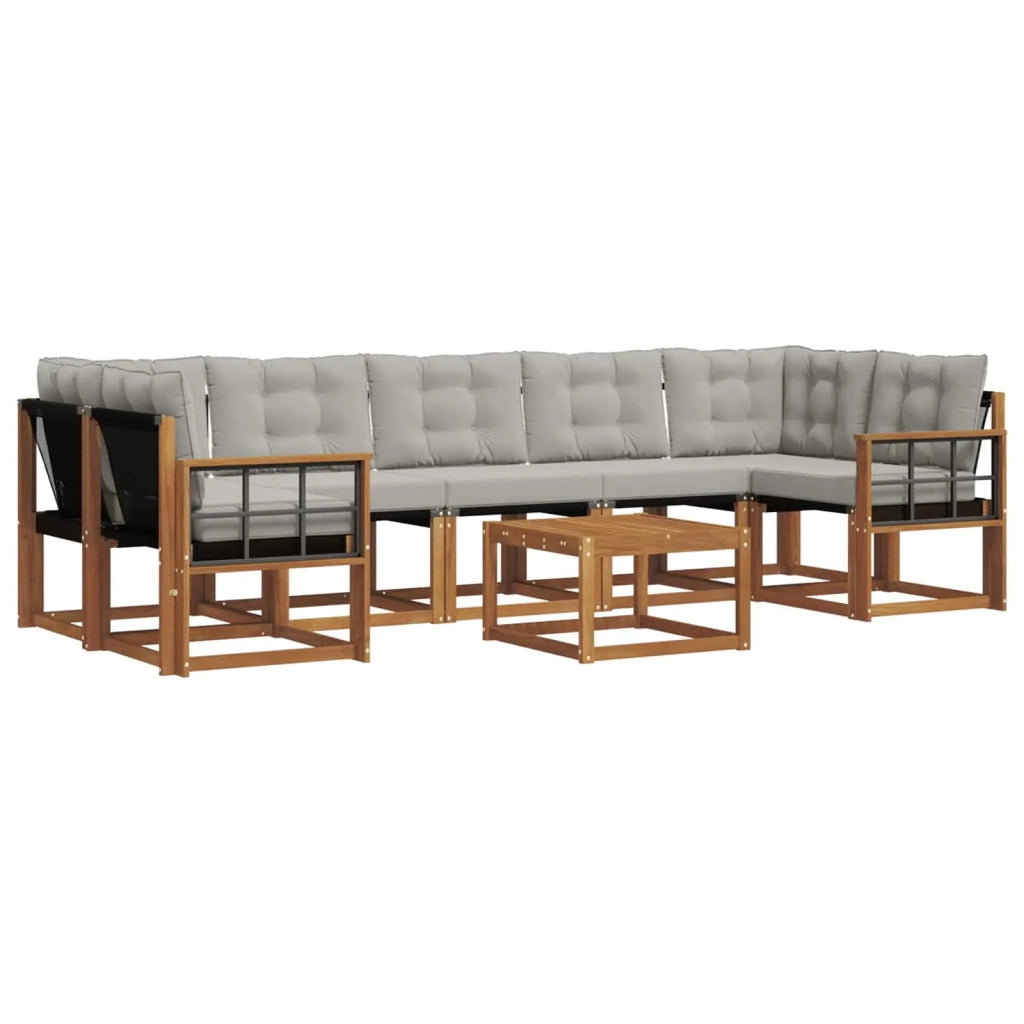 Set di divani da esterno 8 pcs Grigio Naturale e Chiaro 3368502