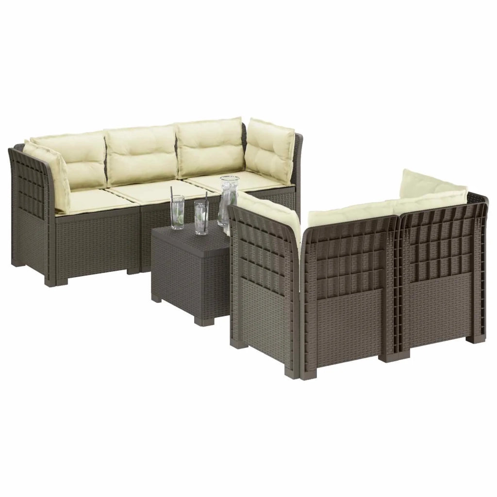 Divano da Giardino 5 Posti con Cuscini Stile Rattan PP 3443918