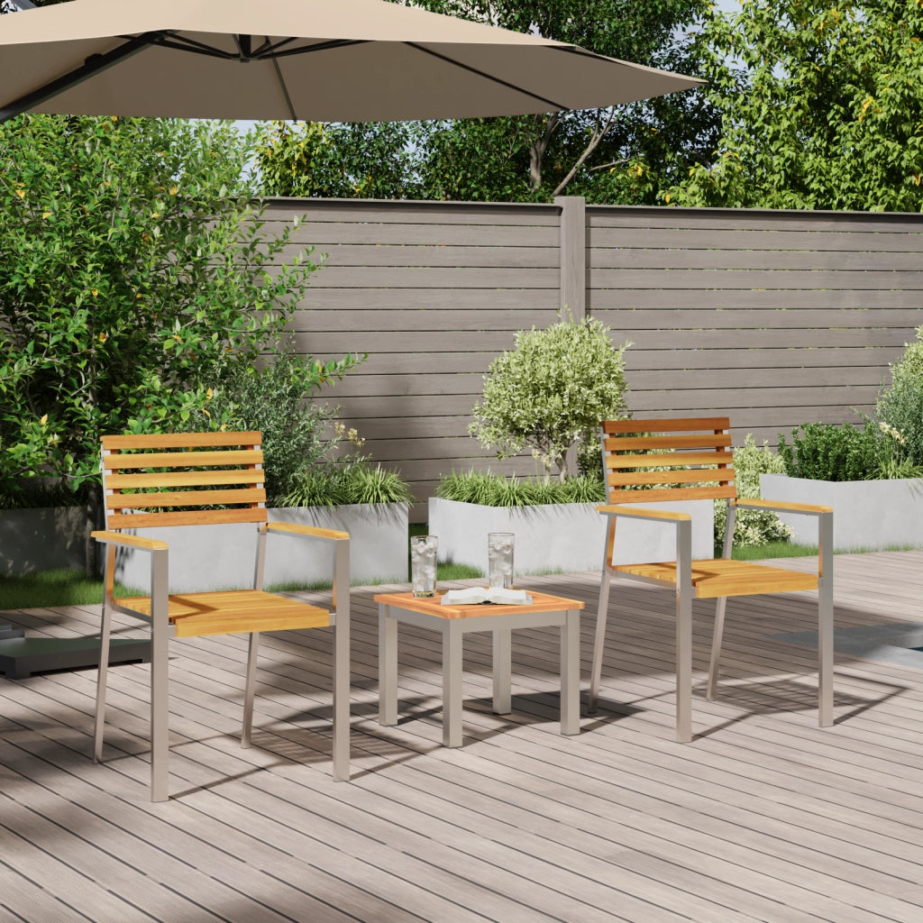 Set da Pranzo per Giardino  3 Pezzi Legno Massello di Acacia