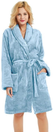 Badia da bagno corta e morbida per donne, leggera e calda, set di bagno per donne (azzurro chiaro, L/XL)