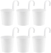Set di 6 cesti in metallo bianchi, 10 cm piccoli cesti per piante da appendere, vasi da giardino appesi con ganci per esterni interni decorazione cancellata