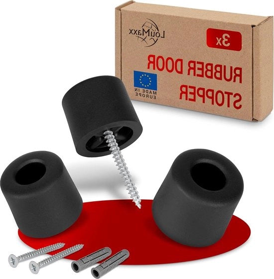 Stoppiatore in gomma per porte - Ø 30 mm x 25 mm - Protezione affidabile contro porte che si chiudono troppo - Set da 3 - Nero