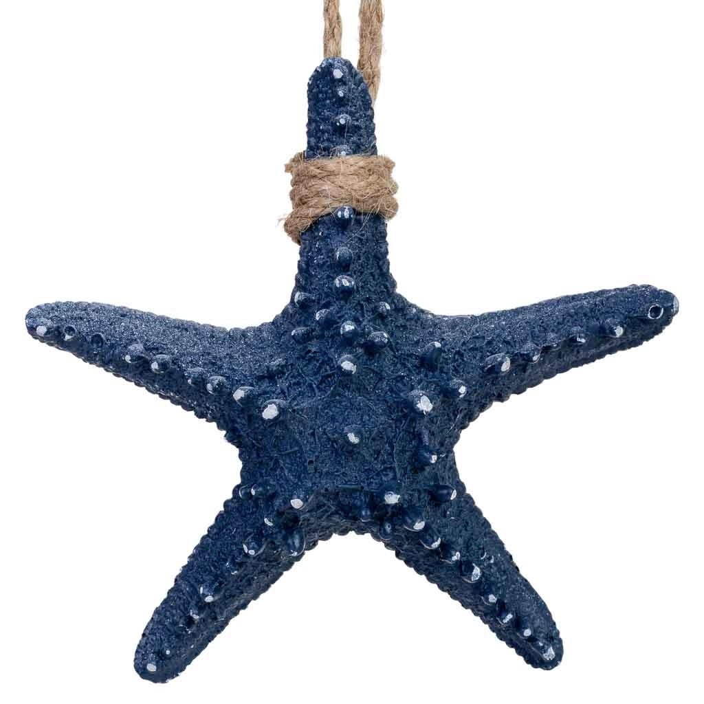 Decorazione a forma di stella da appendere in resina blu 17x6,5x25h cm