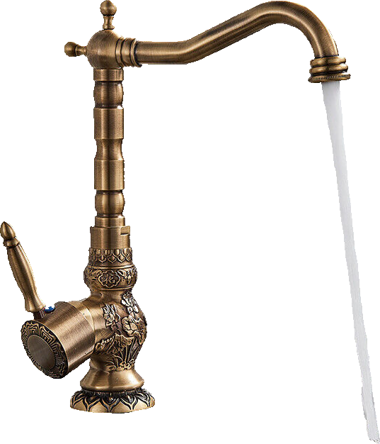 JULIAN | Rubinetto da cucina vintage premium in ottone spazzolato | miscelatore retrò in acciaio inox da cucina Gastro | 2 porte ruotabili a 360°