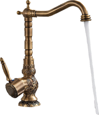 JULIAN | Rubinetto da cucina vintage premium in ottone spazzolato | miscelatore retrò in acciaio inox da cucina Gastro | 2 porte ruotabili a 360°