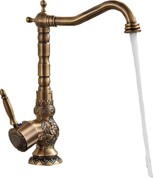 JULIAN | Rubinetto da cucina vintage premium in ottone spazzolato | miscelatore retrò in acciaio inox da cucina Gastro | 2 porte ruotabili a 360°